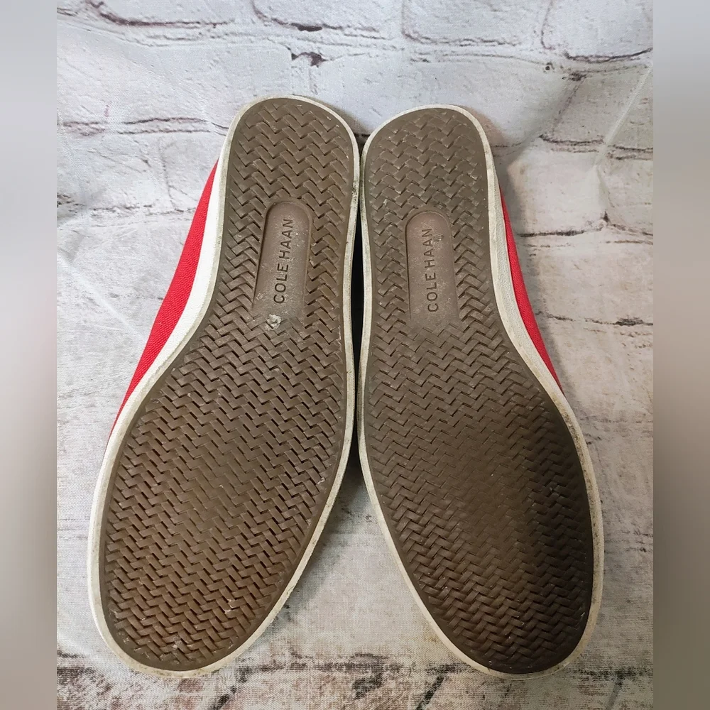Cole Haan OS Red Canvas Loafer Slip On Mens Boat Shoes 8